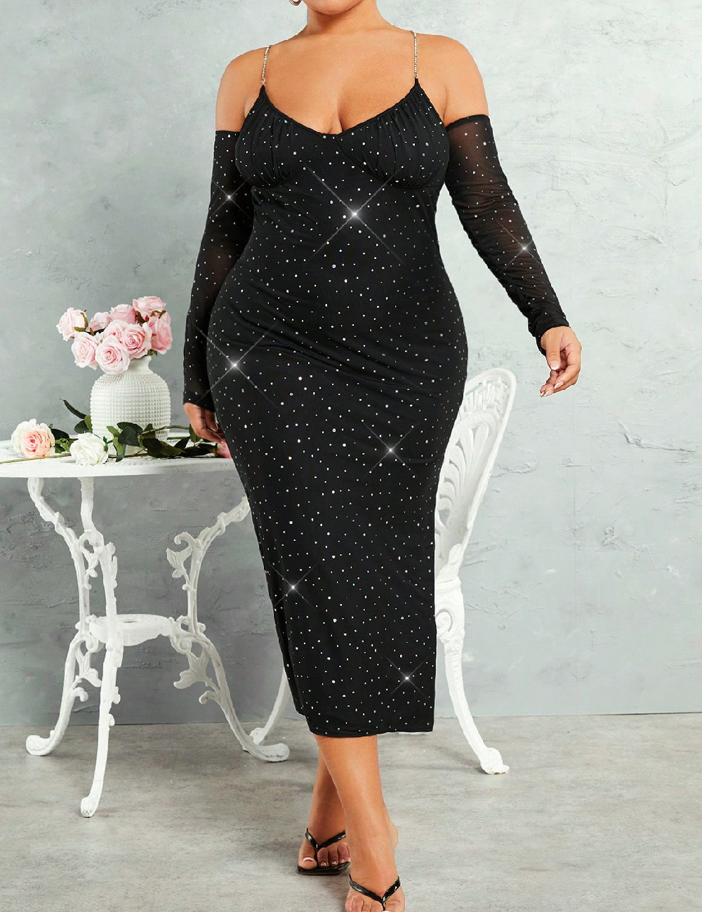 Rochie lunga SHEIN CURVE, negru