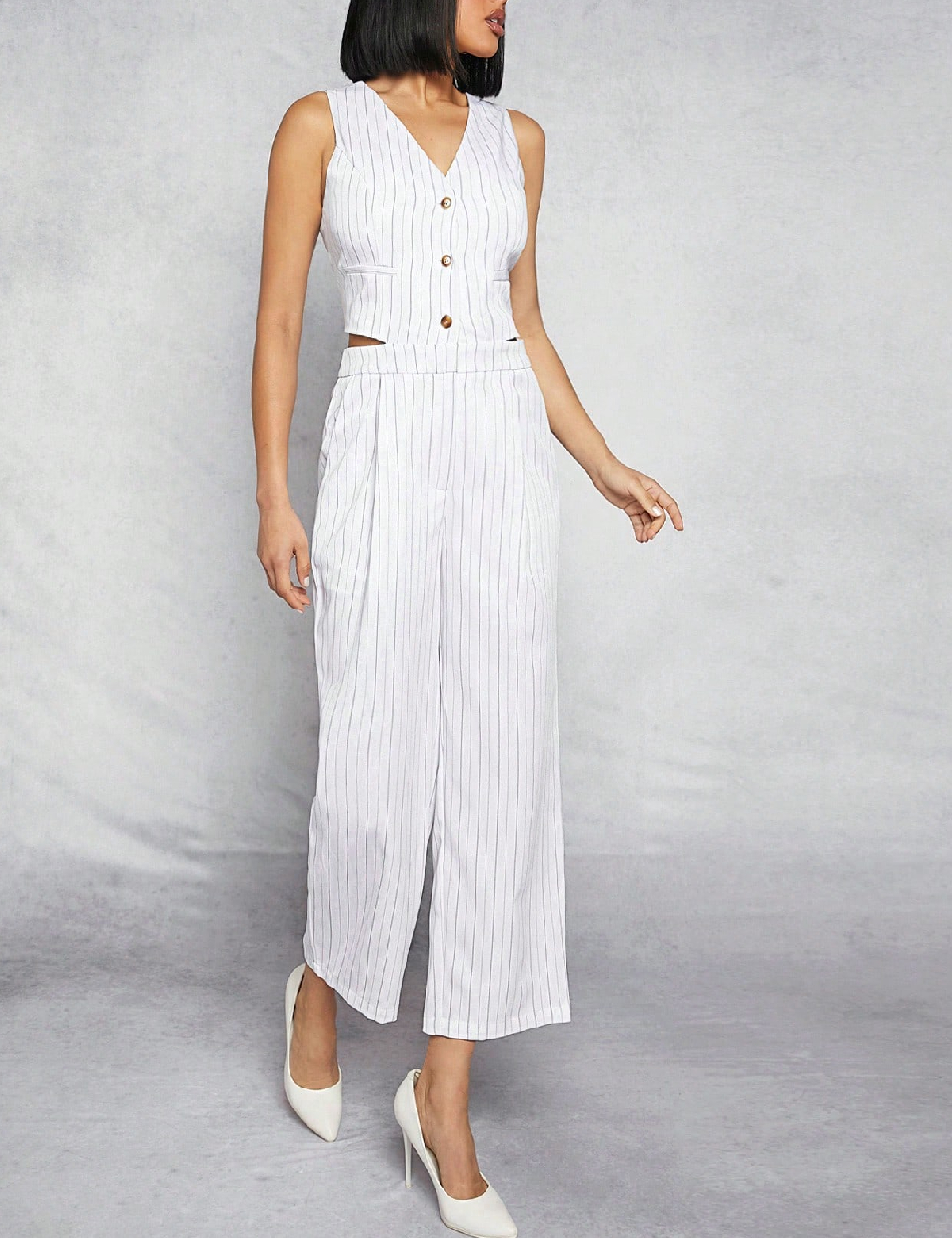 Salopeta SHEIN, alb/negru