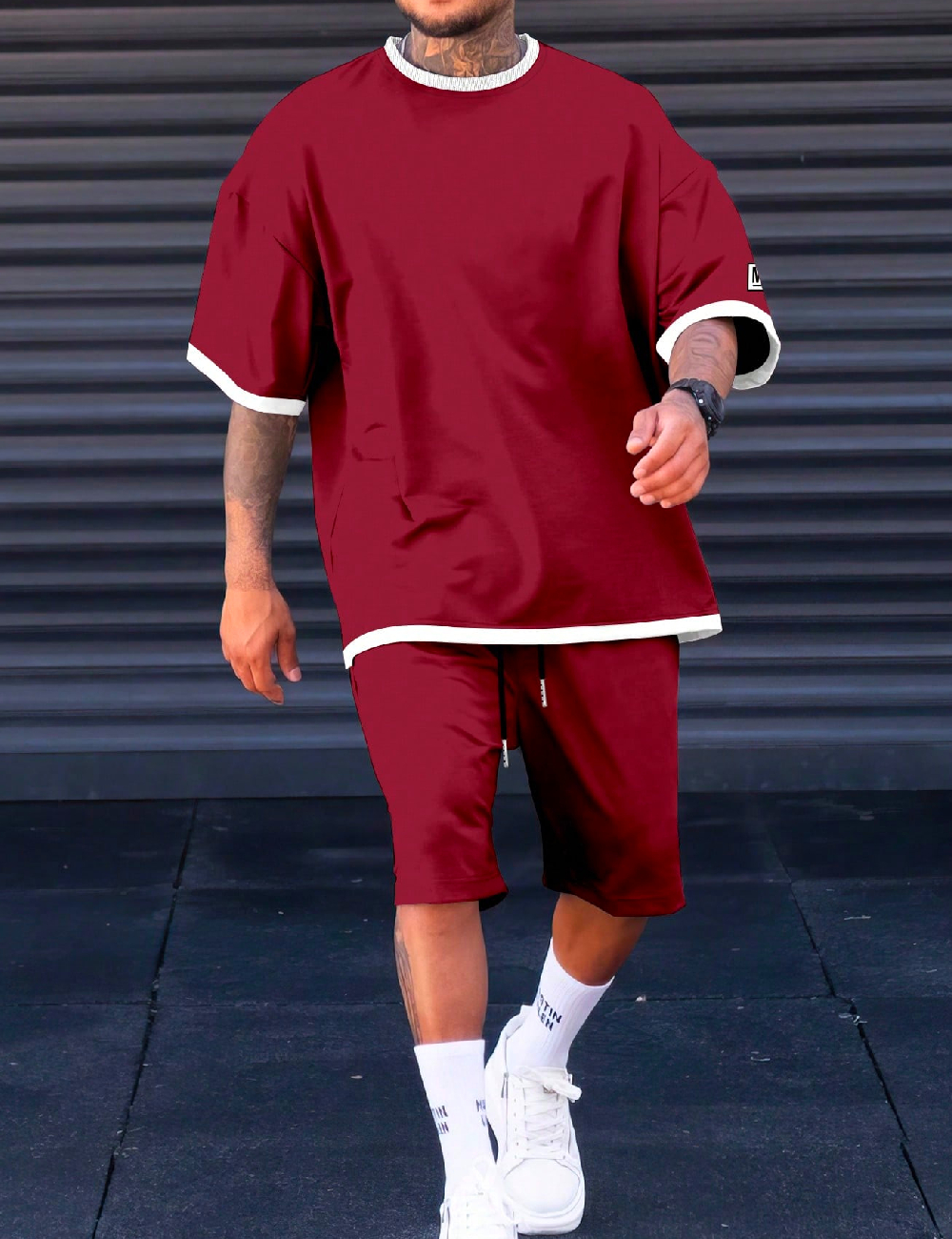 Compleu SHEIN Plus Size Men, visiniu