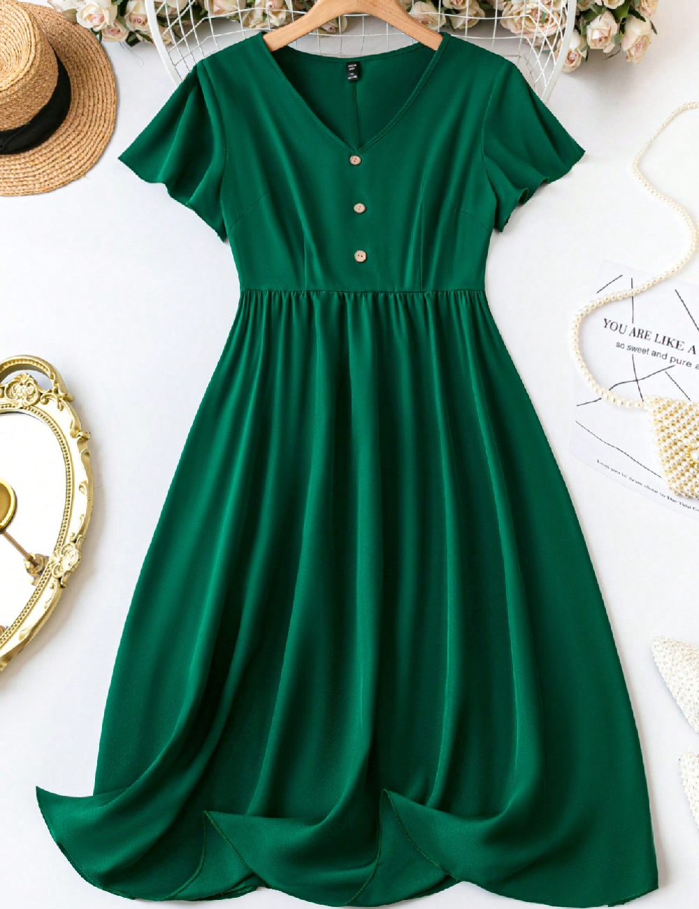 Rochie medie SHEIN CURVE, verde