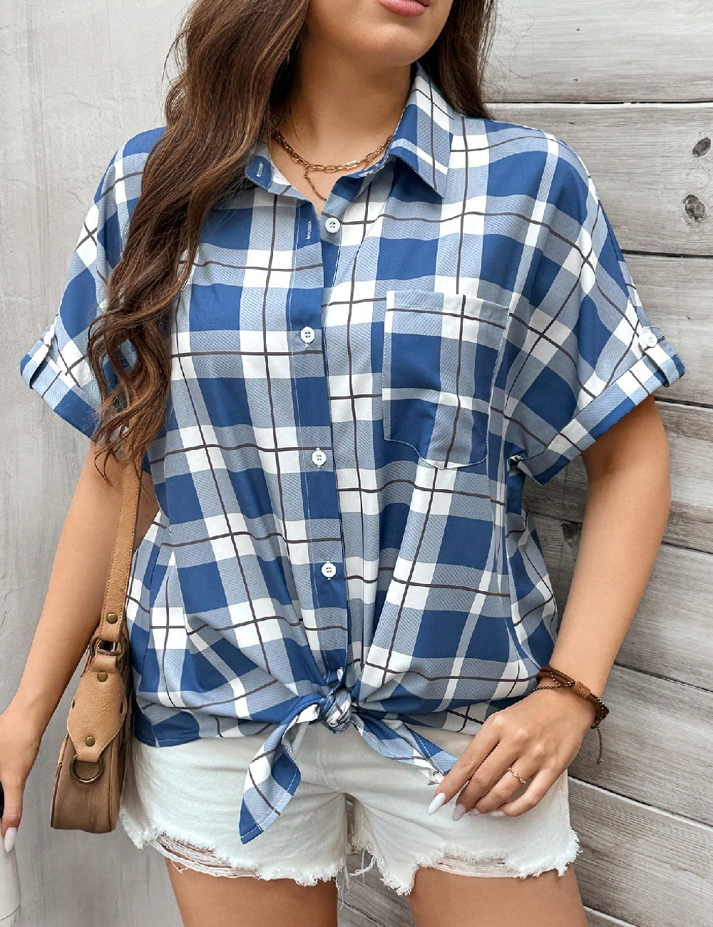 Camasa SHEIN CURVE, albastru