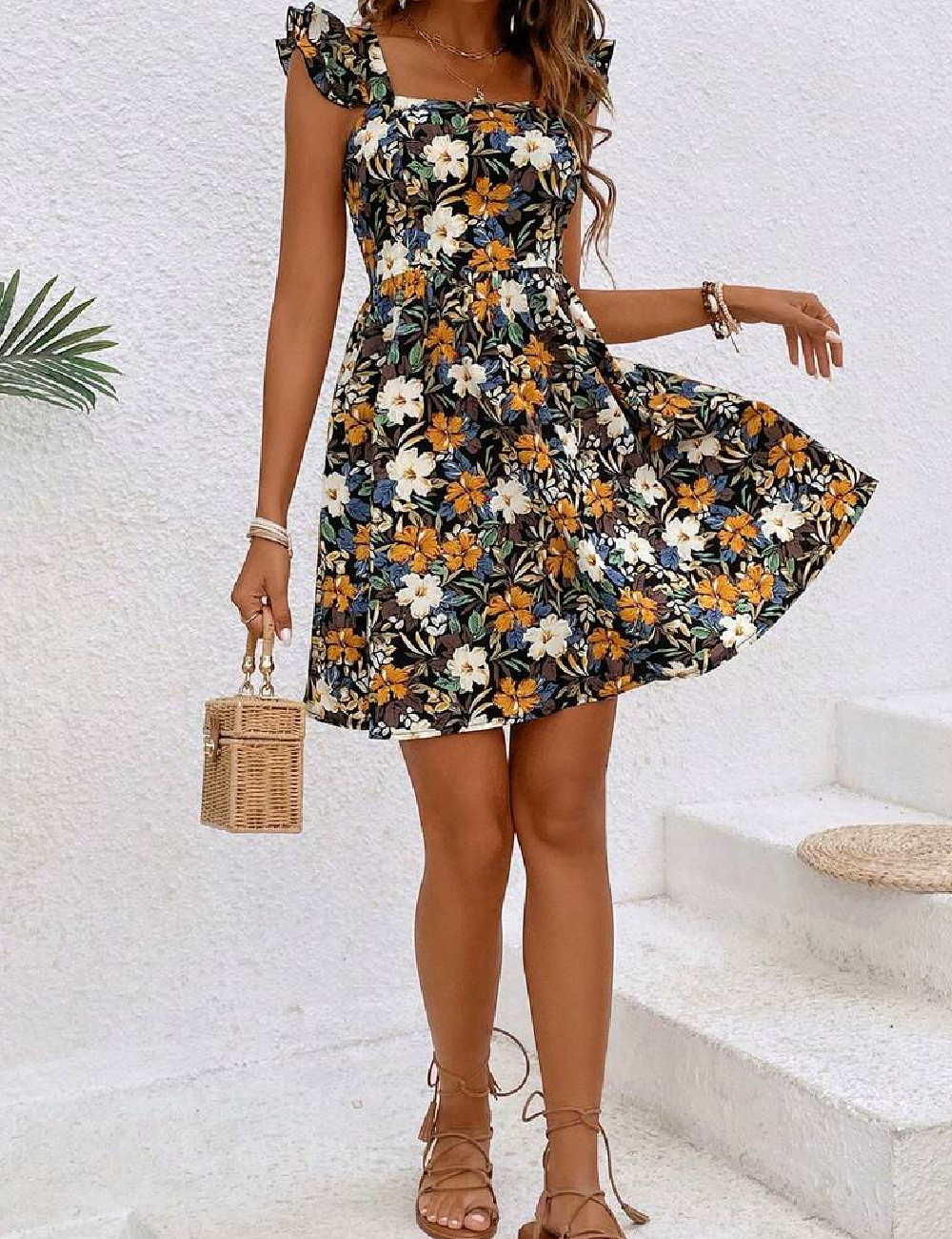 Rochie scurta SHEIN, floral print
