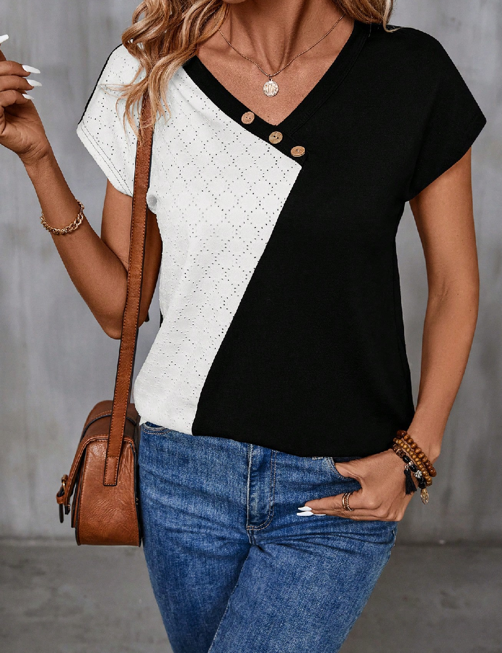 Bluza SHEIN, negru/alb