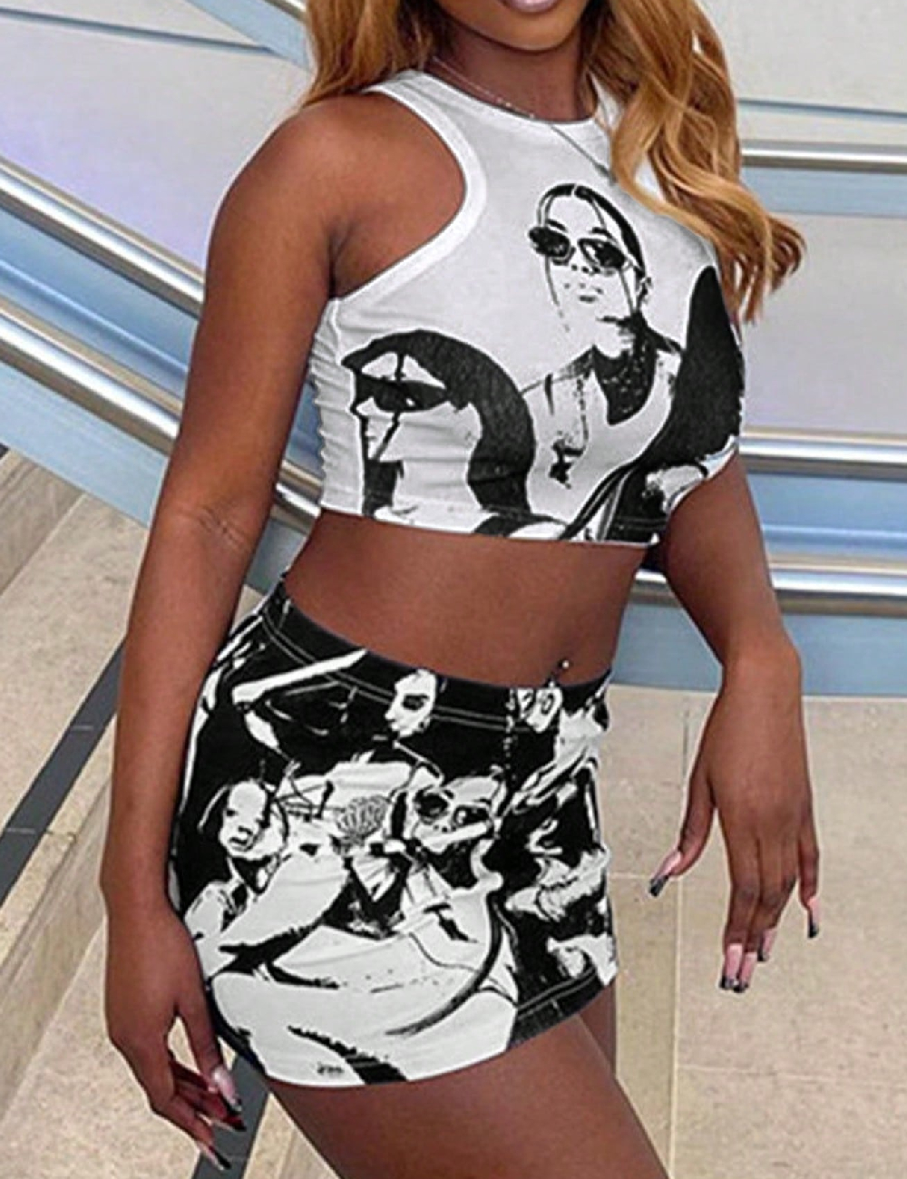 Compleu SHEIN, alb/negru