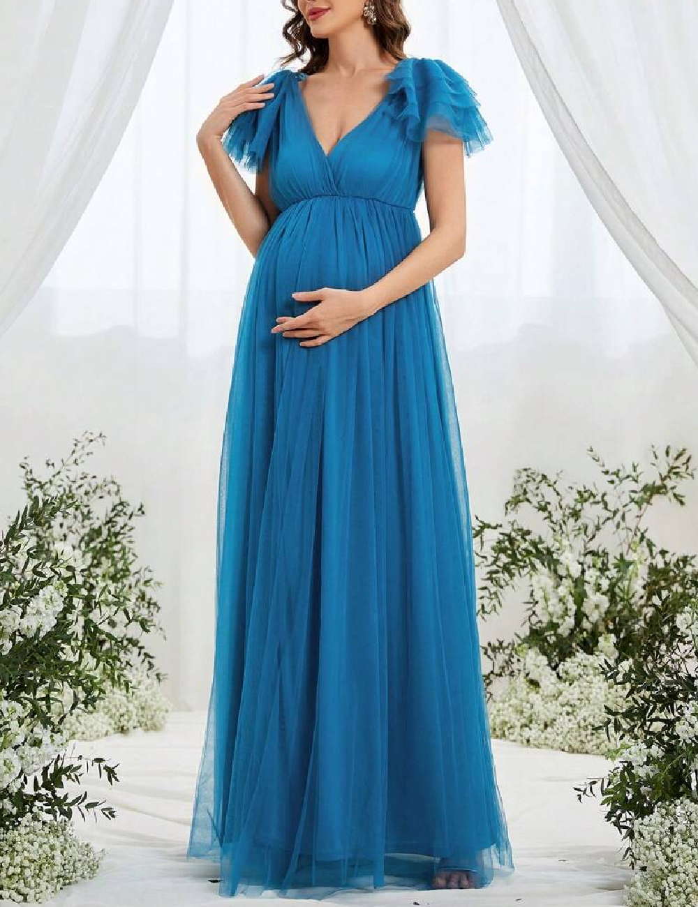 Rochie lunga SHEIN Maternity, albastru