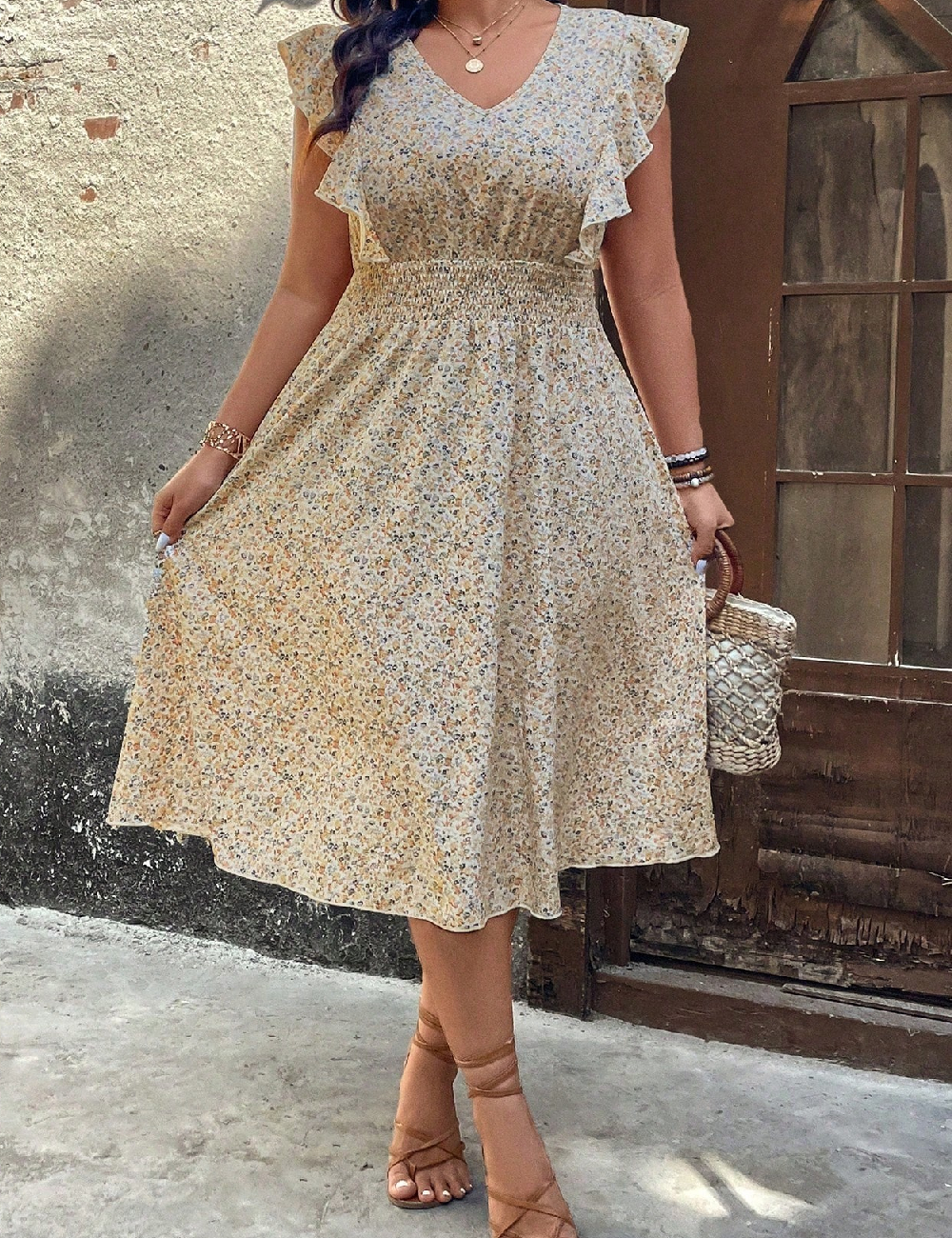 Rochie medie SHEIN CURVE, floral print