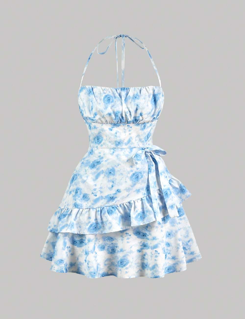 Rochie scurta SHEIN, albastru/alb