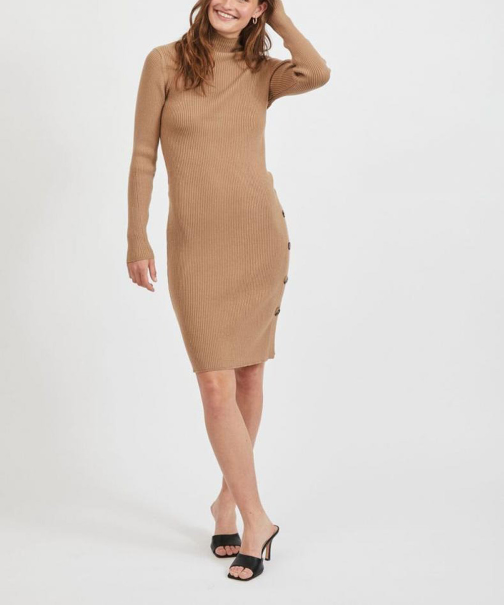 Rochie medie Vila, maro