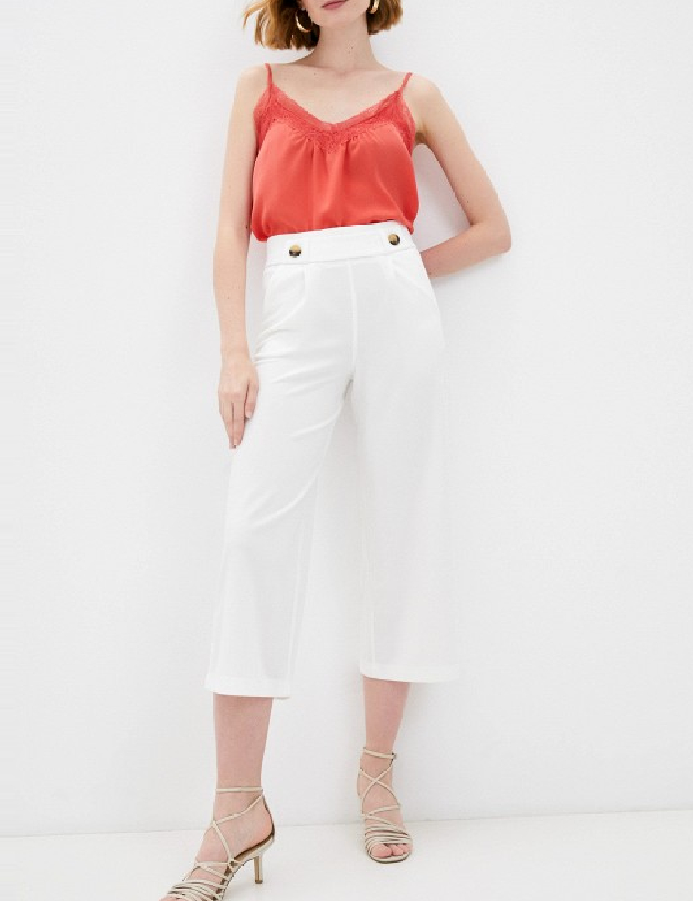 Pantaloni Jacqueline de Yong, alb, L