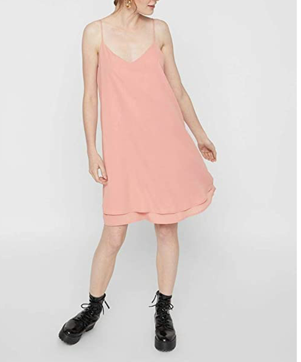 Rochie scurta Pieces, roz nude, XS