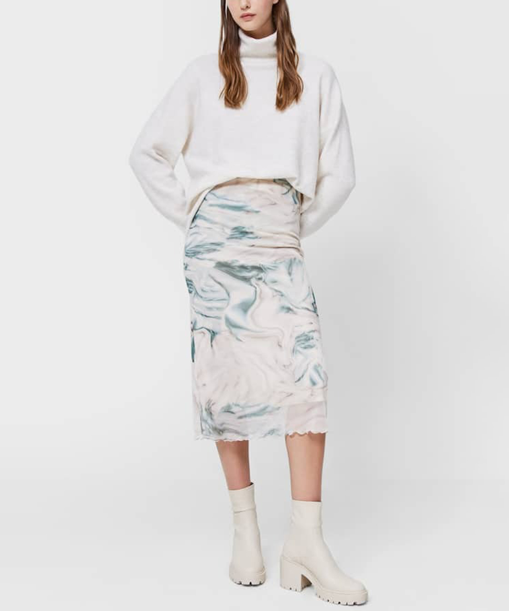 Fusta Stradivarius, crem, XS