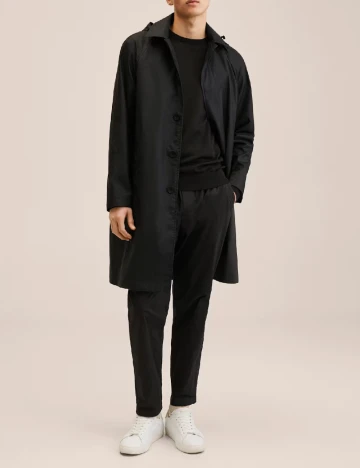 Trench Mango, negru Negru