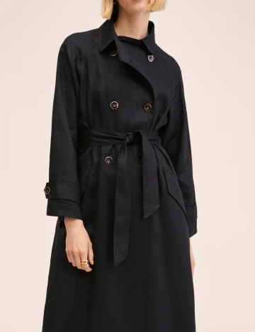 Trench Mango, negru Negru