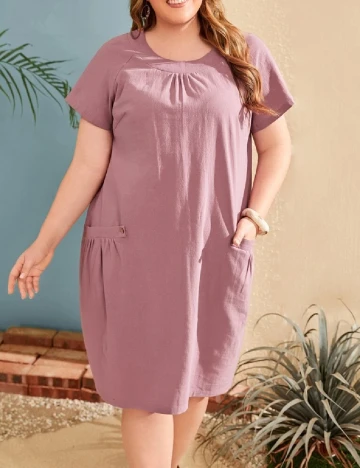 Rochie scurta Emery Rose Curve, roz pudra inchis Roz