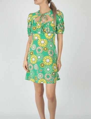 Rochie scurta Vero Moda, verde floral