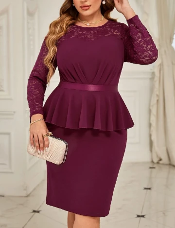 Rochie scurta Plus Size Miusol, visiniu Rosu