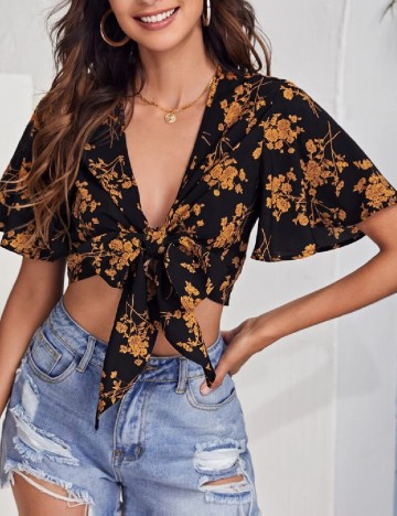 Top SHEIN, floral print