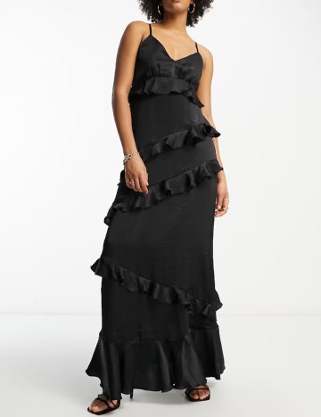 Rochie lunga Flounce London, negru