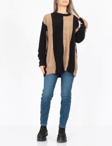 Pulover Oversize Vero Moda, negru/maro