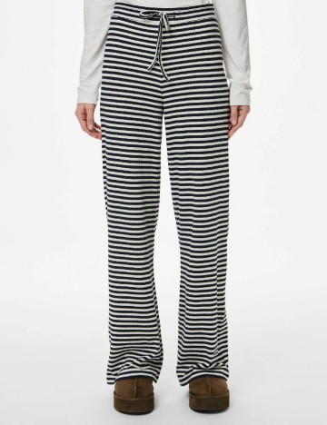 Pantaloni Pieces, alb/negru