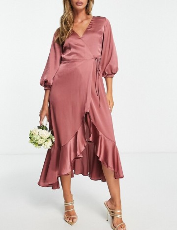 Rochie medie Liquorish, roz pudra inchis