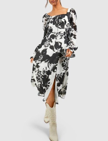 Rochie medie Boohoo, alb/negru