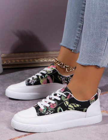 Adidasi SHEIN, alb/negru