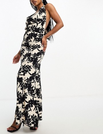 Rochie lunga IN THE STYLE, crem/negru