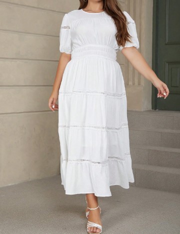 Rochie lunga Eilly Bazar Plus Size, alb