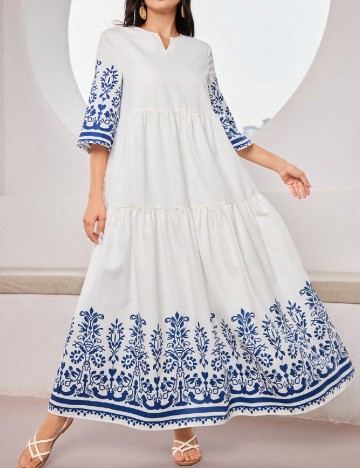 Rochie lunga SHEIN, alb/albastru