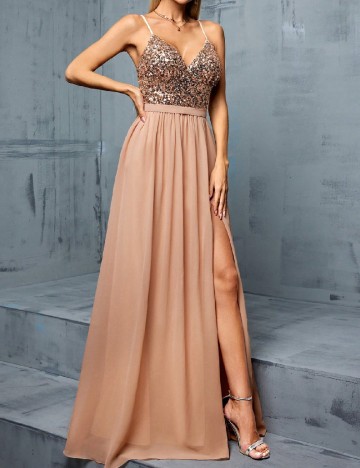 Rochie lunga Mgiacy, maro deschis