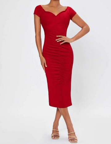 Rochie medie SHEIN, rosu, XS