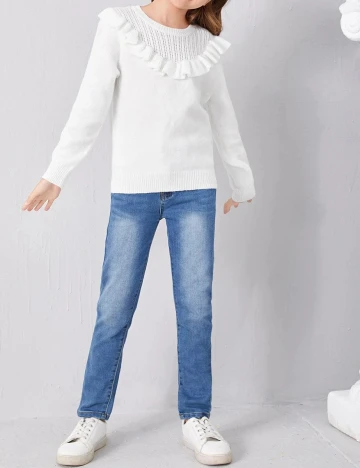 Pulover Shein Kids, alb, 9 ANI