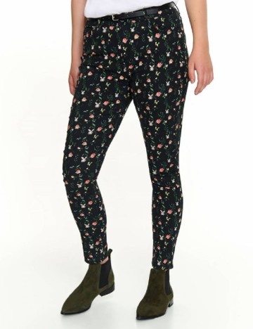 
						Pantaloni Top Secret, negru floral, 38