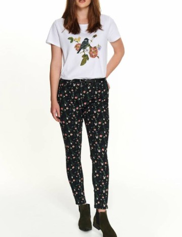 Pantaloni Top Secret, negru floral, 38