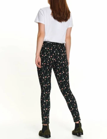 Pantaloni Top Secret, negru floral, 38 Floral print