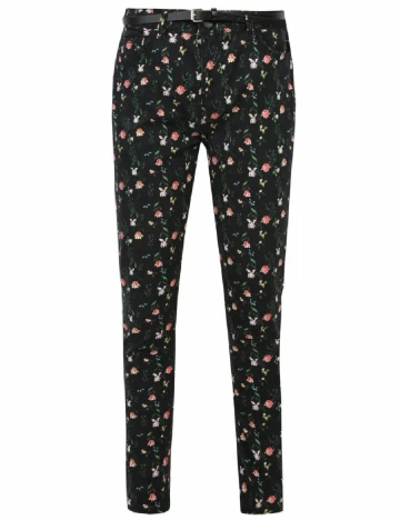 Pantaloni Top Secret, negru floral, 38 Floral print