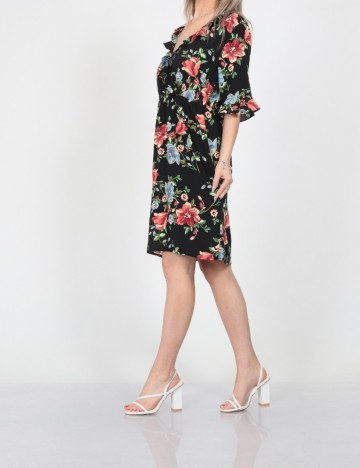 Rochie scurta Vila, negru floral, 36