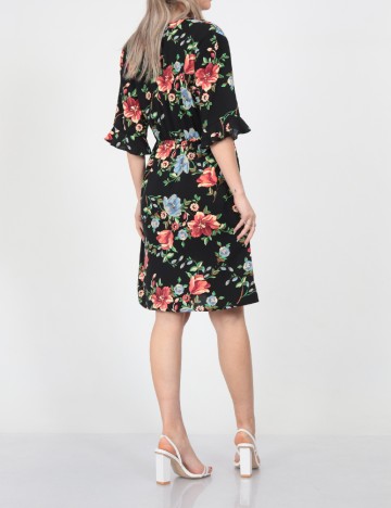 Rochie scurta Vila, negru floral, 36