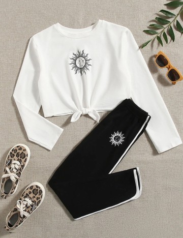 Compleu Shein Kids, alb-negru, 11-12 ANI