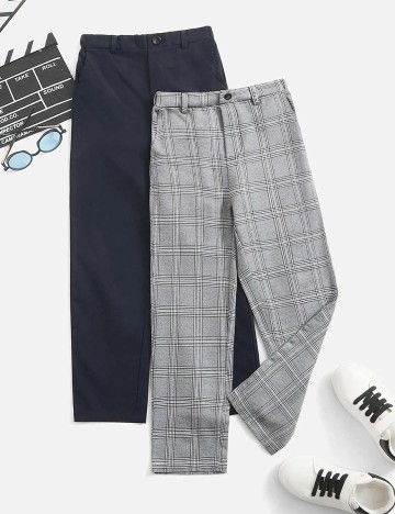 Set pantaloni Shein Kids, bleumarin/gri, 11-12 ANI