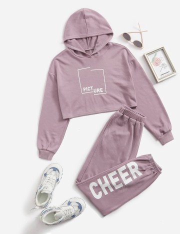 trening Shein Kids, roz pudra, 14 ANI