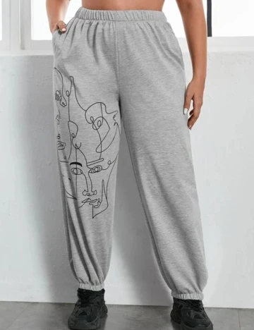 Pantaloni SHEIN CURVE, gri, 1 XL Gri