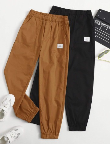 Set pantaloni Shein Kids, negru/maro, 13-14 ANI