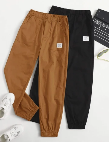 Set pantaloni Shein Kids, negru/maro, 13-14 ANI