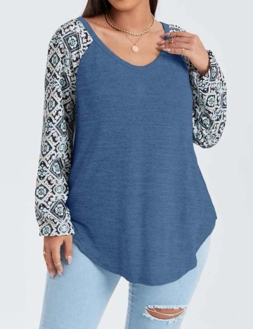 Bluza SHEIN CURVE, albastru, 2XL