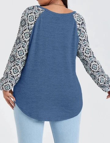 Bluza SHEIN CURVE, albastru, 2XL