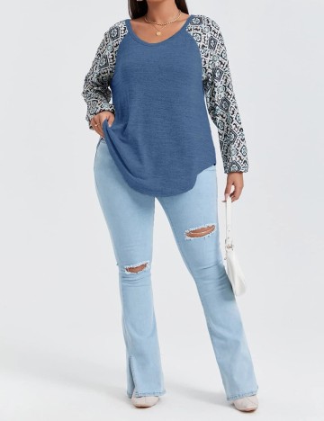 Bluza SHEIN CURVE, albastru, 2XL