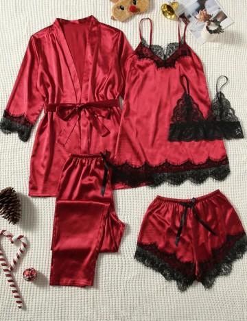 Set pijama SHEIN, rosu, S