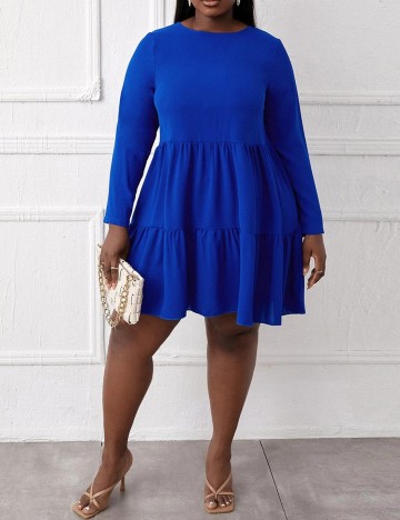 Rochie scurta SHEIN CURVE, albastru, 4XL